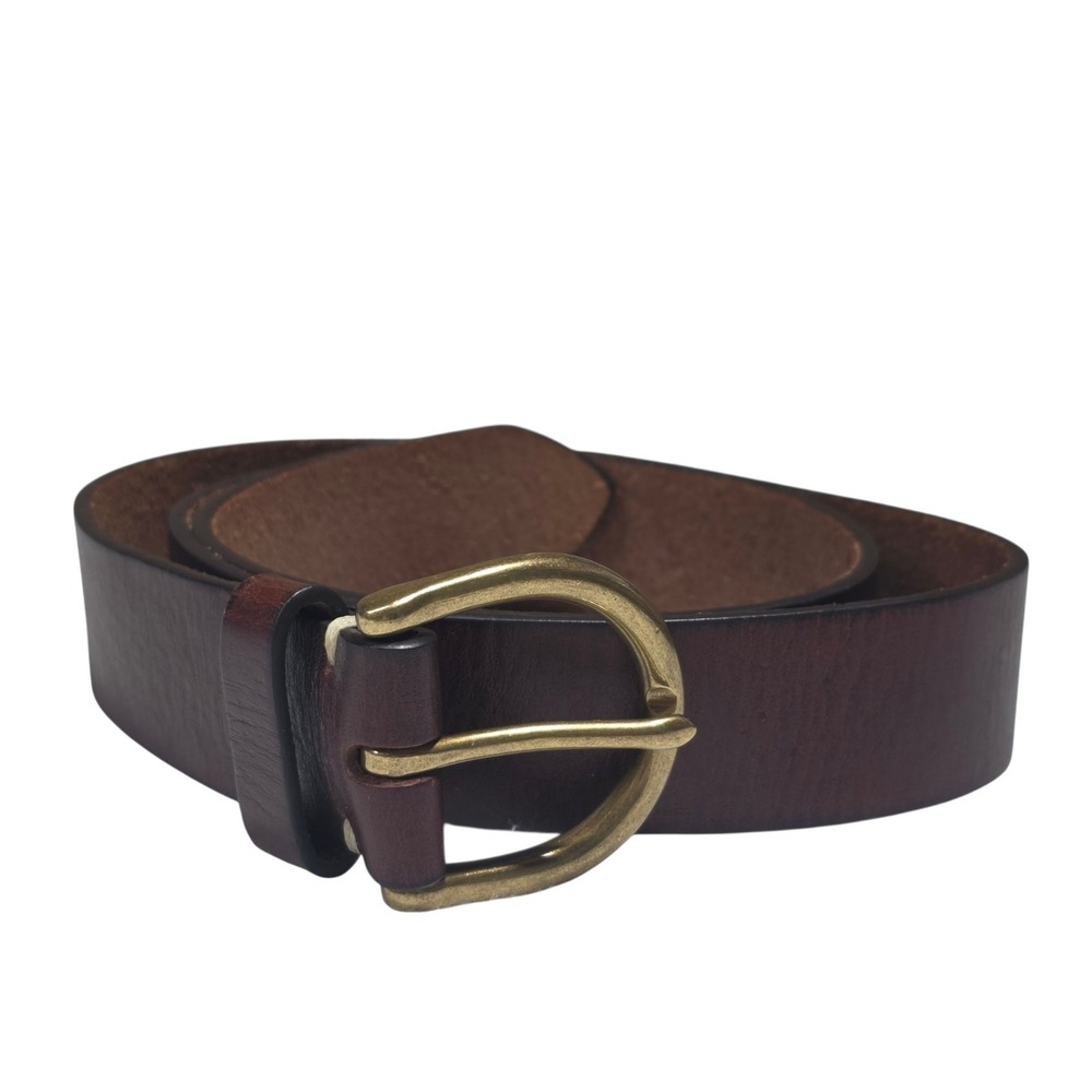 Banana Republic Factory Leather Belt Women Medium Brown Cow Leather Brass Buckle